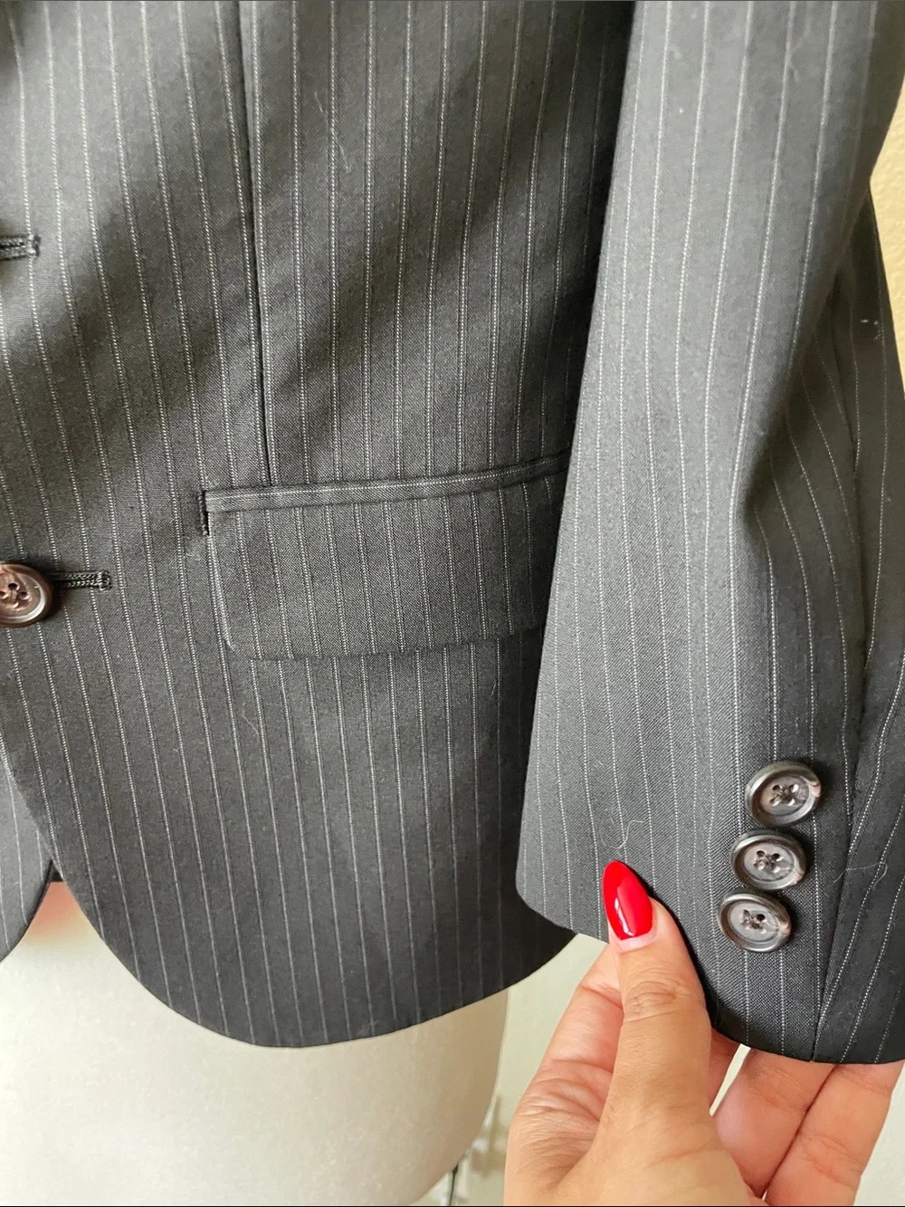 Lauren Ralph Lauren Boys Black Pinstripe Suit Blazer Jacket Formal Dress Coat S